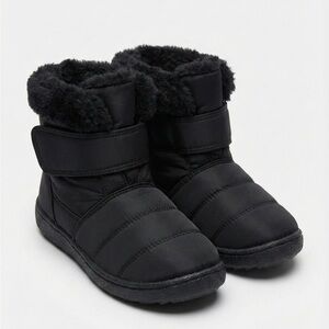 Link Kids Black Fur-Lined Snow Boots